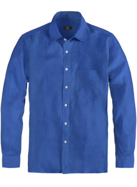 Birdseye Yale Blue Cotton Shirt - Full Sleeves