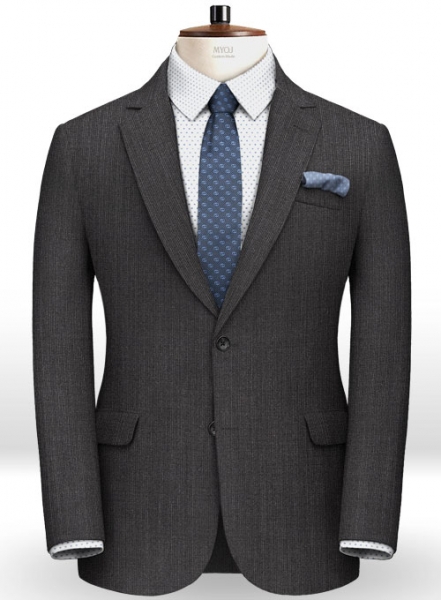 Caviar Weave Dark Gray Wool Suit