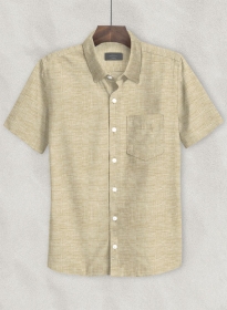 Dublin Barley Brown Linen Shirt - Half Sleeves