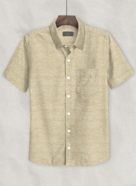 Dublin Barley Brown Linen Shirt - Half Sleeves