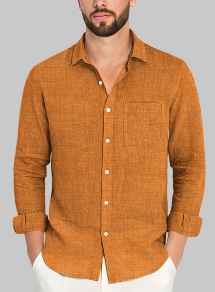 Dublin Autumn Orange Linen Shirt