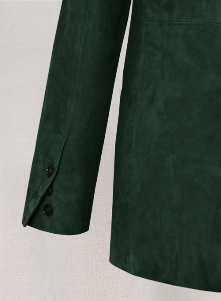 Timber Green Suede Double Breasted Blazer