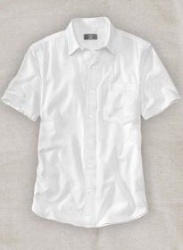 Italian Cotton Dobby Edvigo White Shirt - Half Sleeves