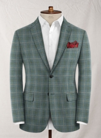 Reda Sage Green Checks Wool Jacket