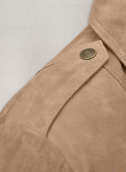 Dusty Beige Suede Leather Fringes Jacket #1008
