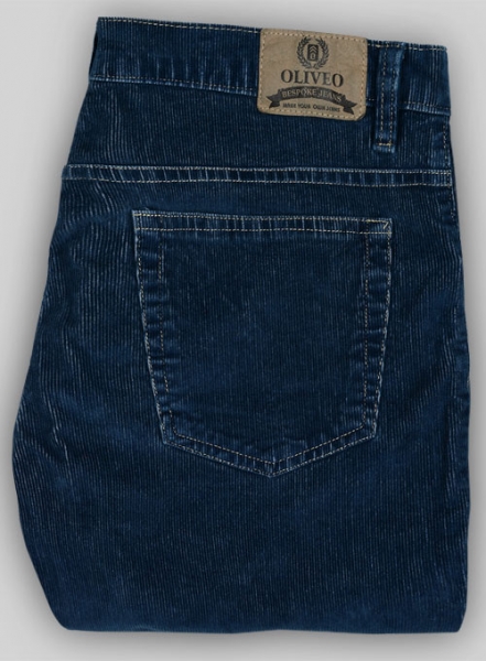 Indigo Corduroy Stretch Jeans - Hard Wash