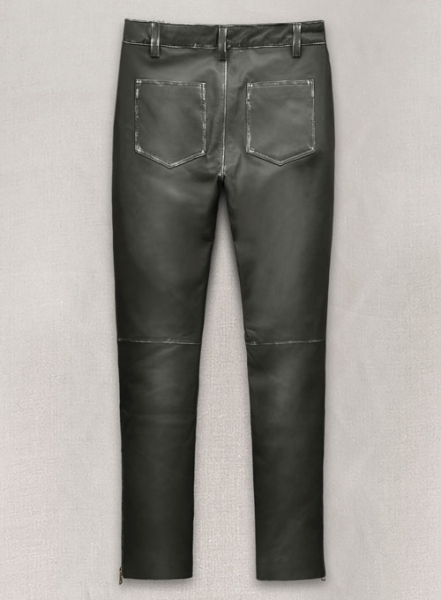 Rubbed Charcoal Ricky Martin Leather Pants