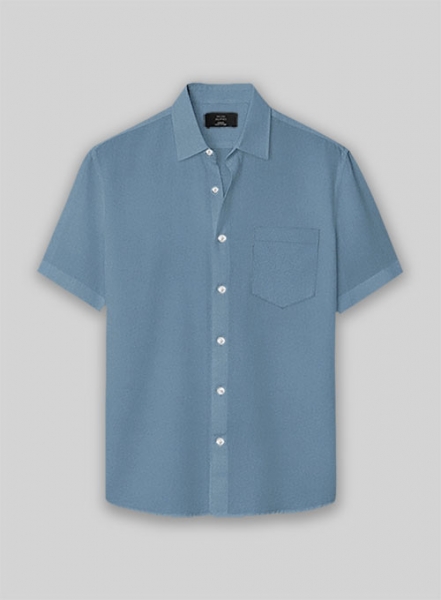 Azure Blue Stretch Poplene Shirt - Half Sleeves