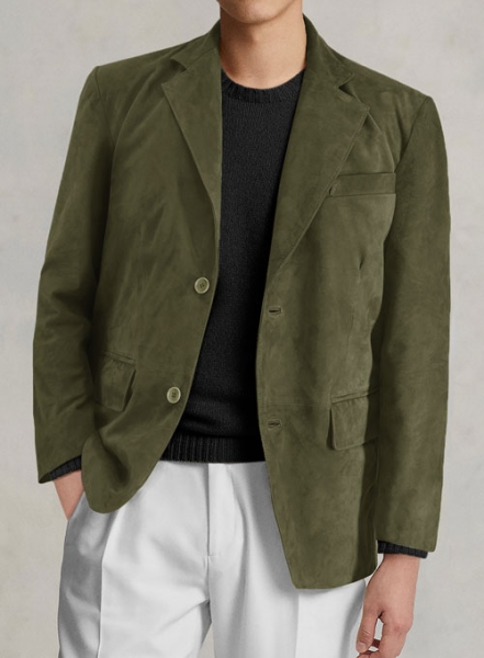 Woodland Green Suede Leather Blazer