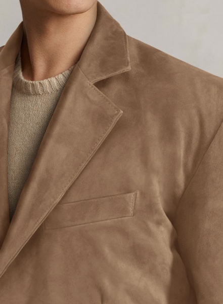 Dusty Beige Suede Leather Blazer