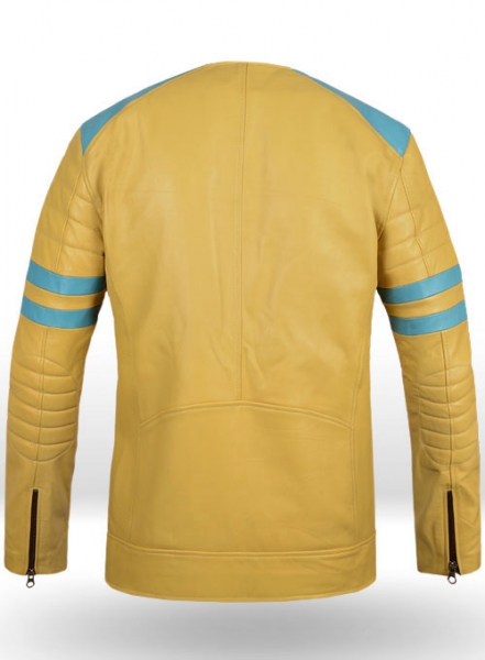 Yellow Leather Fighter T-Shirt Jacket