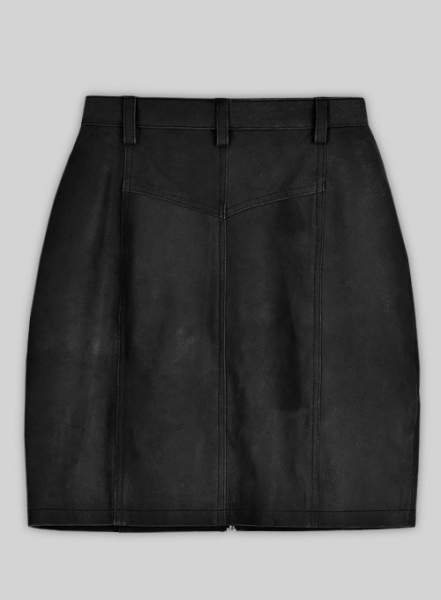 Distressed Black Stylish Leather Skirt #148