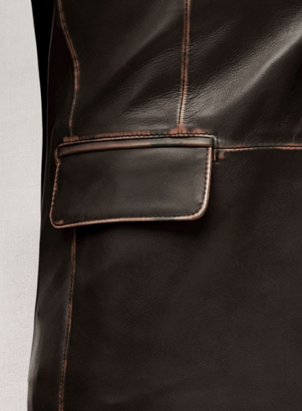Rubbed Brown Leather Blazer