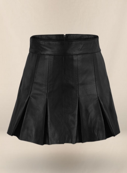 Black Nina Dobrev Leather Skirt