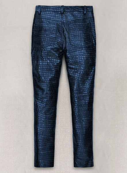 Croc Metallic Blue Leather Pants - Jeans Style