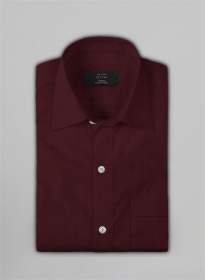 Burgundy Herringbone Cotton Shirt