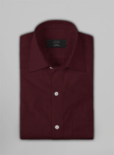 Burgundy Herringbone Cotton Shirt