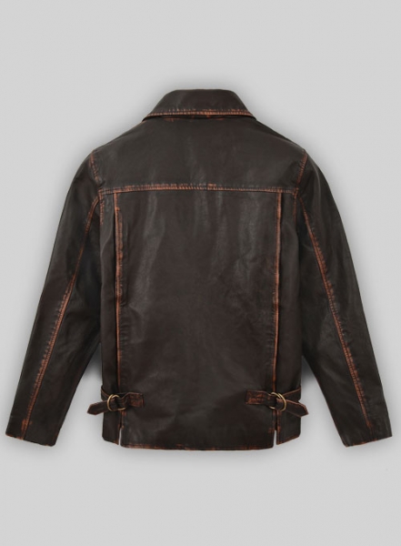 Rubbed Dark Brown Washed Indiana Jones Leather Jacket