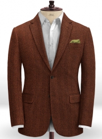 Italian Wide Herringbone Brunette Tweed Jacket