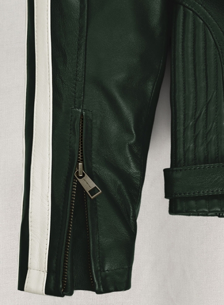 Vintage Green Robert Pattinson Leather Jacket #2