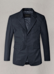 Soft Deep Blue Leather Blazer