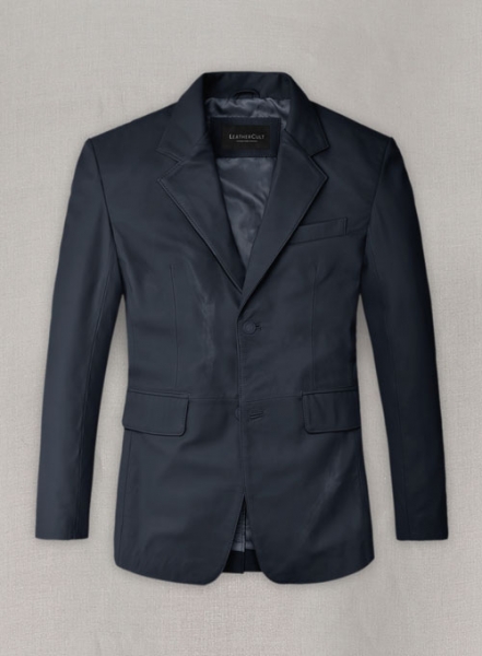 Soft Deep Blue Leather Blazer