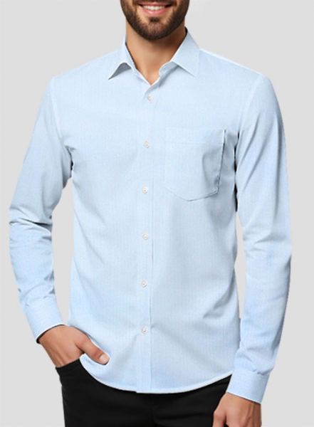 Sky Blue Herringbone Cotton Shirt