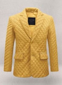 Yellow Bocelli Quilted Leather Blazer