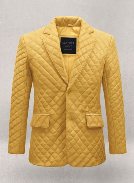 Yellow Bocelli Quilted Leather Blazer