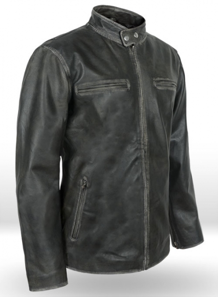 Rubbed Charcoal Mark Wahlberg Daddys Home Leather Jacket