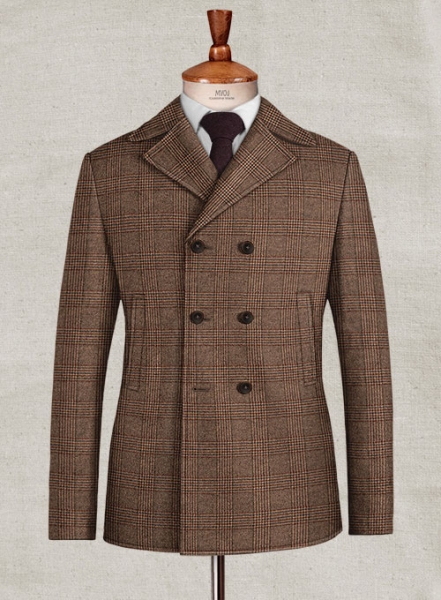 Roneo Checks Tweed Pea Coat