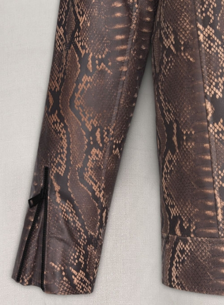 Dark Brown Python Jason Momoa Fast-X Leather Jacket