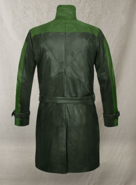 Vintage Green Aiden Pearce Watch Dog Leather Trench Coat