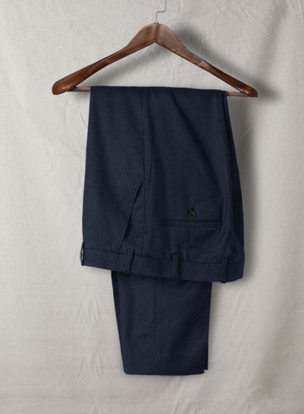 Reda Dark Blue Herringbone Tweed Pants