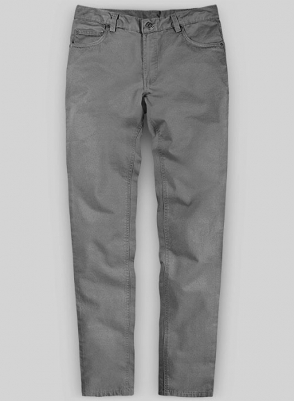 Gray Feather Cotton Canvas Stretch Jeans