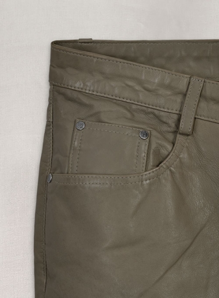 Croma Gray Washed and Wax Leather Pants - Jeans Style