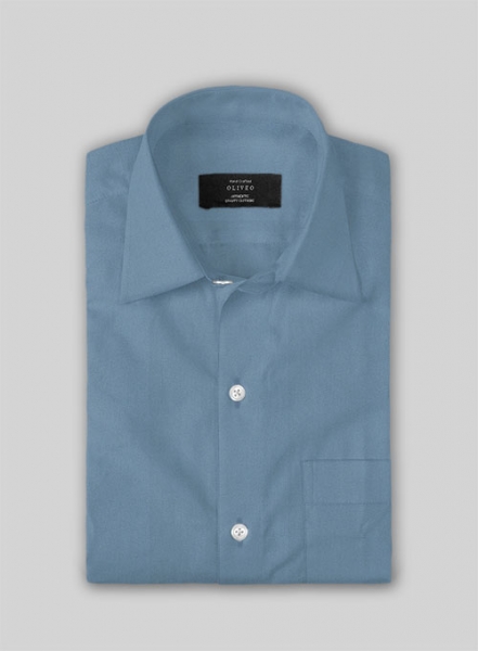 Azure Blue Stretch Poplene Shirt - Half Sleeves