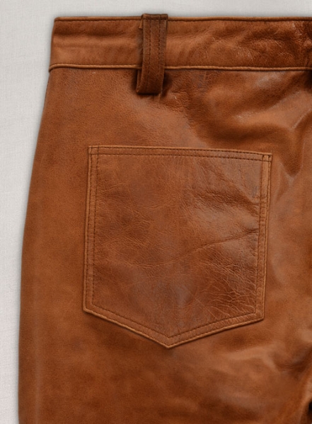 Cognac Ricky Martin Leather Pants