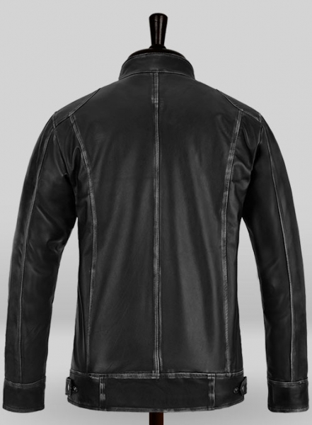 Rubbed Black Leather Jacket # 654