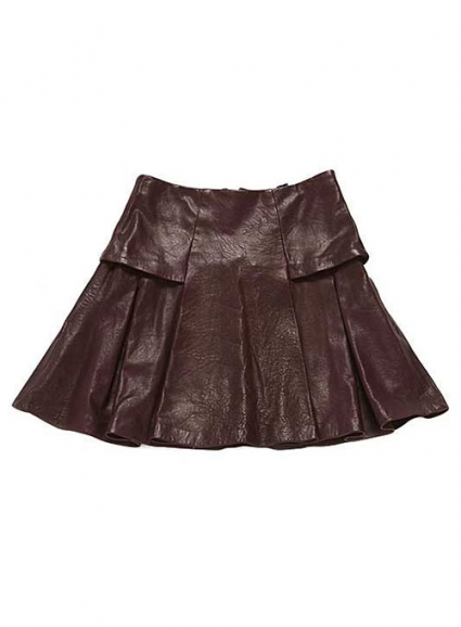 Box Pleat Leather Skirt - # 159