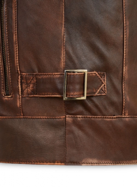 Espresso Rubbed Tan Leather Jacket