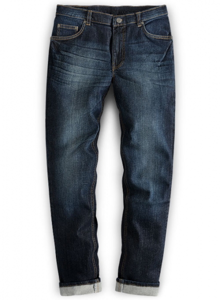 Wangle Blue Hard Wash Whisker Stretch Jeans