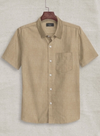 European Beige Linen Shirt - Half Sleeves