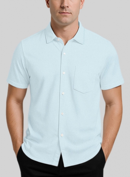 Light Blue Stretch Poplene Shirt - Half Sleeves