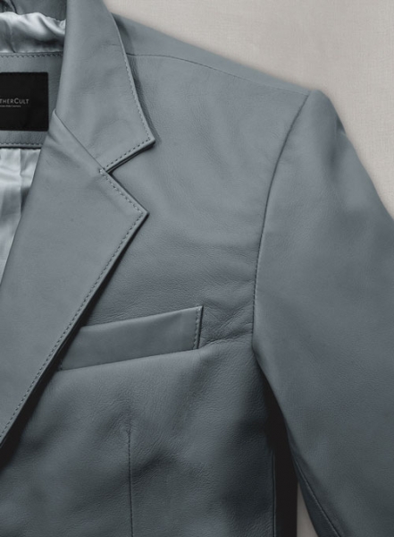 Soft Sherpa Gray Leather Blazer