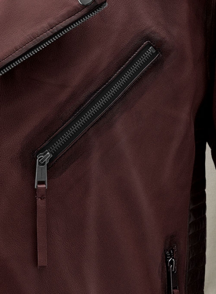 Charles Burnt Wine Leather Jacket
