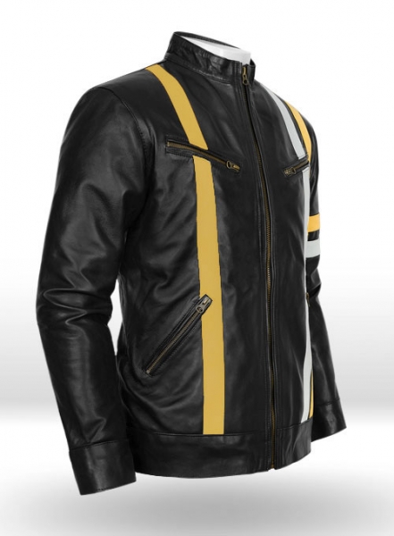 Thick Black Leather Jacket # 97