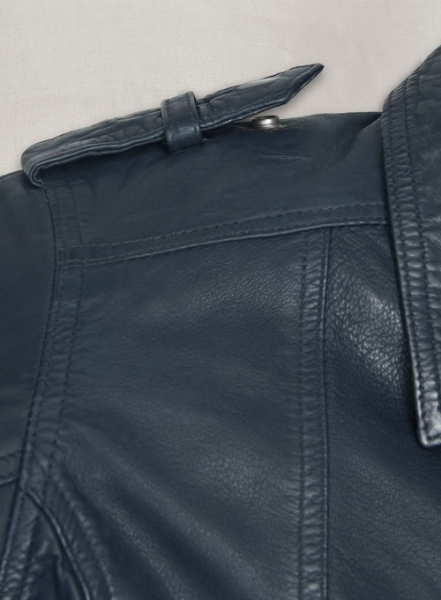 Soft Winsor Blue Washed & Wax Leather Jacket # 267