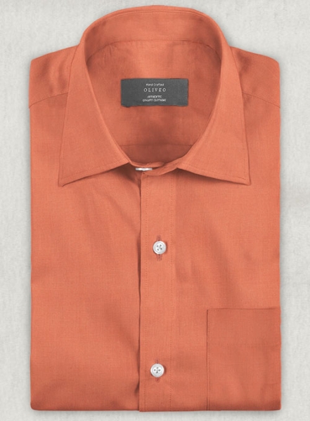 Orange Stretch Twill Shirt - Half Sleeves