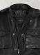 Black Military M-65 Hood Leather Jacket